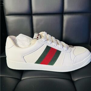 Gucci White Sneakers with Red and Green accents